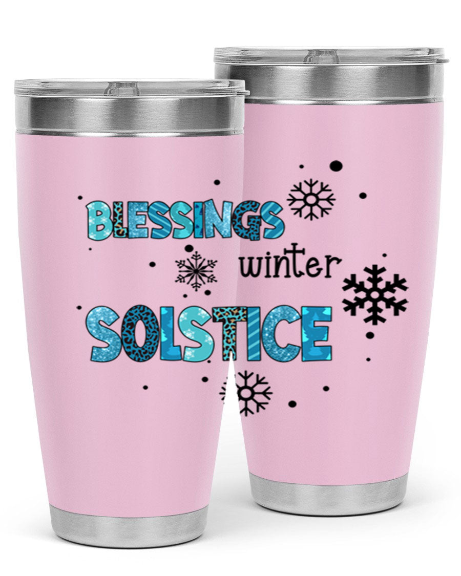 Blessings Winter Solstice 25oz Tumbler in stainless steel with a stylish design, perfect for hot and cold beverages.