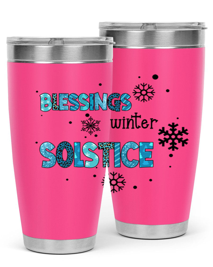 Blessings Winter Solstice 25oz Tumbler in stainless steel with a stylish design, perfect for hot and cold beverages.