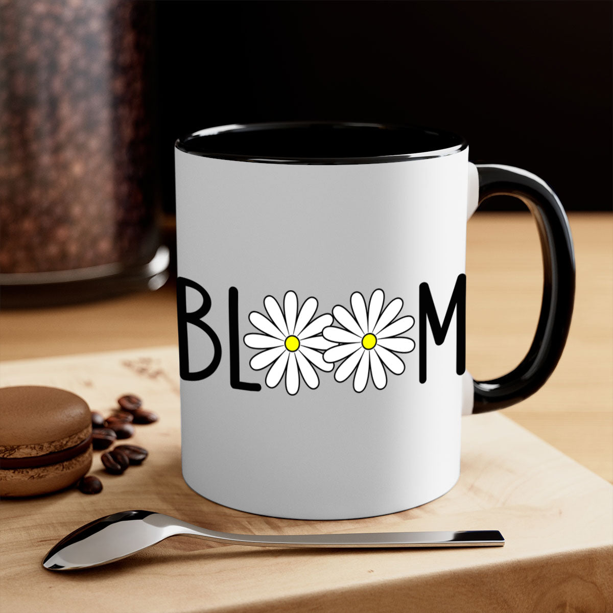 Bloom flowers72# Mug featuring a two-tone design with a colored handle and glossy finish, available in multiple colors.