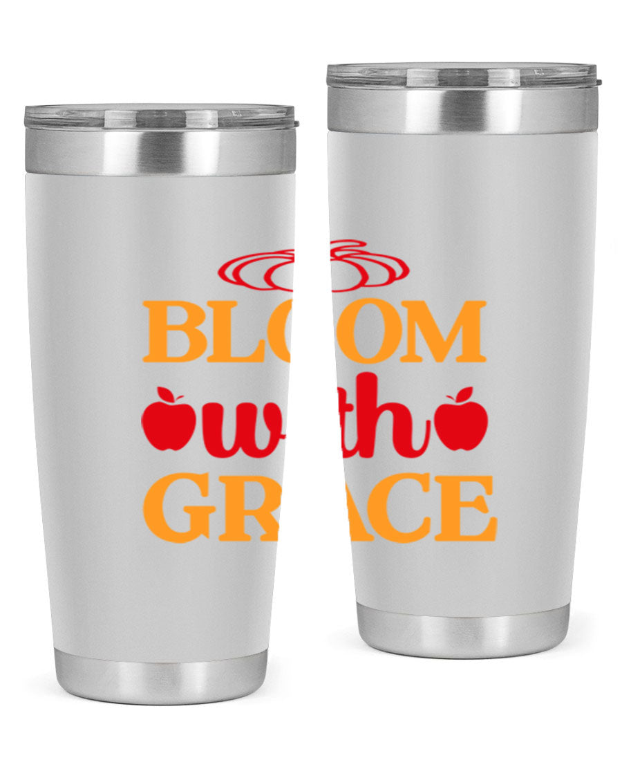 Bloom with Grace 82# Spring Tumbler, a stylish 20oz double wall vacuum stainless steel tumbler with a drink-thru lid.