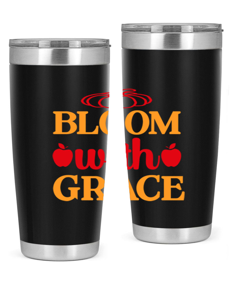 Bloom with Grace 82# Spring Tumbler, a stylish 20oz double wall vacuum stainless steel tumbler with a drink-thru lid.