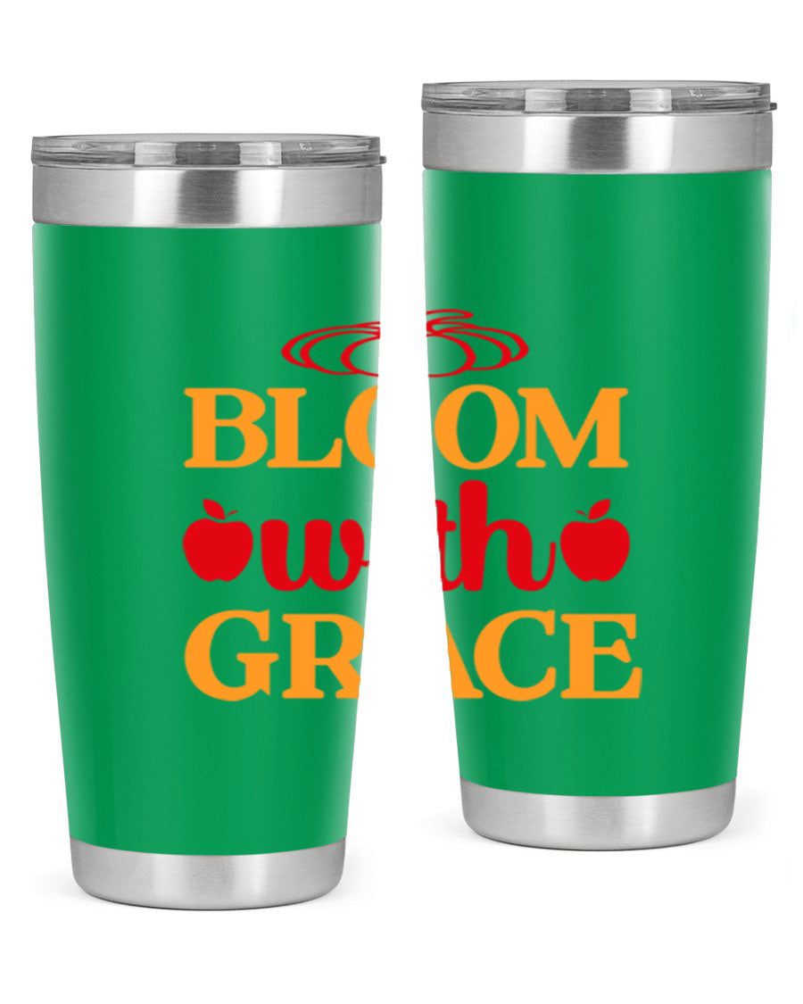 Bloom with Grace 82# Spring Tumbler, a stylish 20oz double wall vacuum stainless steel tumbler with a drink-thru lid.