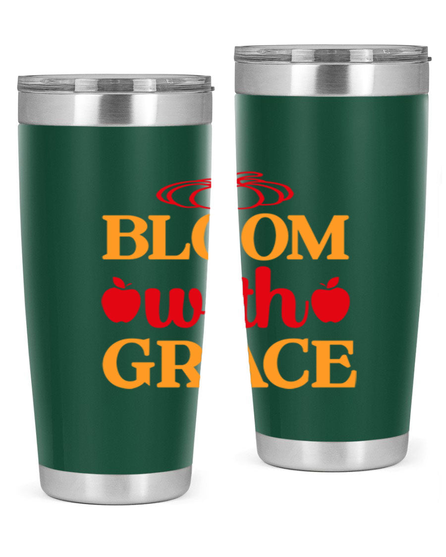 Bloom with Grace 82# Spring Tumbler, a stylish 20oz double wall vacuum stainless steel tumbler with a drink-thru lid.