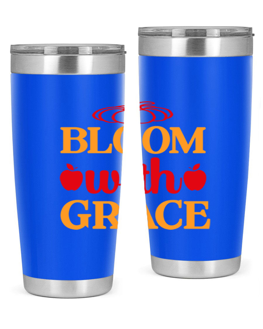 Bloom with Grace 82# Spring Tumbler, a stylish 20oz double wall vacuum stainless steel tumbler with a drink-thru lid.