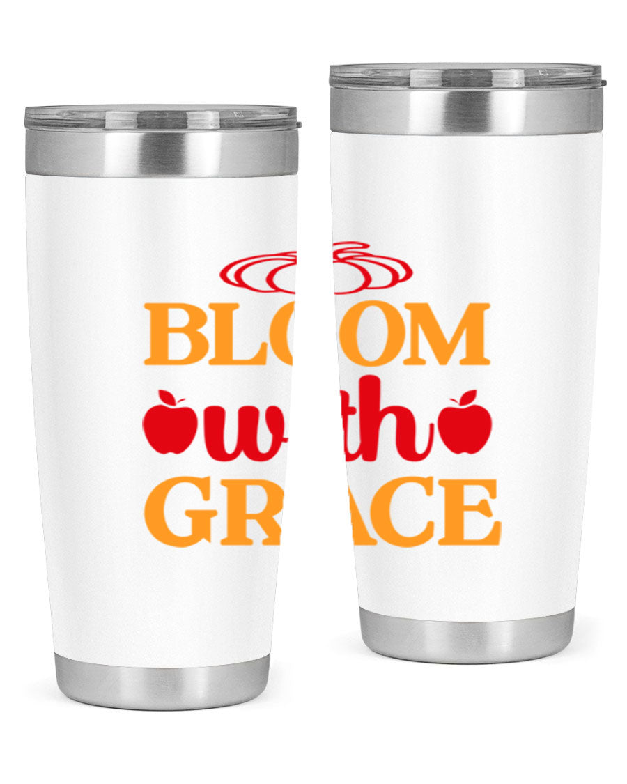 Bloom with Grace 82# Spring Tumbler, a stylish 20oz double wall vacuum stainless steel tumbler with a drink-thru lid.