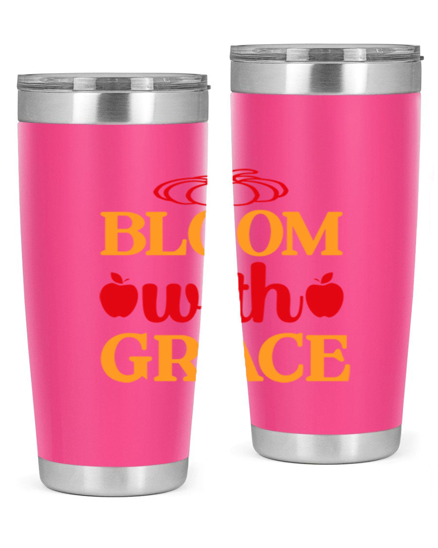 Bloom with Grace 82# Spring Tumbler, a stylish 20oz double wall vacuum stainless steel tumbler with a drink-thru lid.