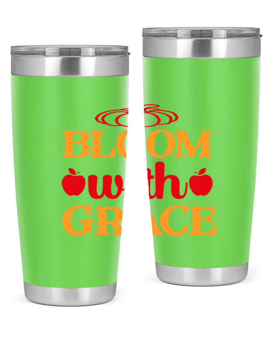 Bloom with Grace 82# Spring Tumbler, a stylish 20oz double wall vacuum stainless steel tumbler with a drink-thru lid.