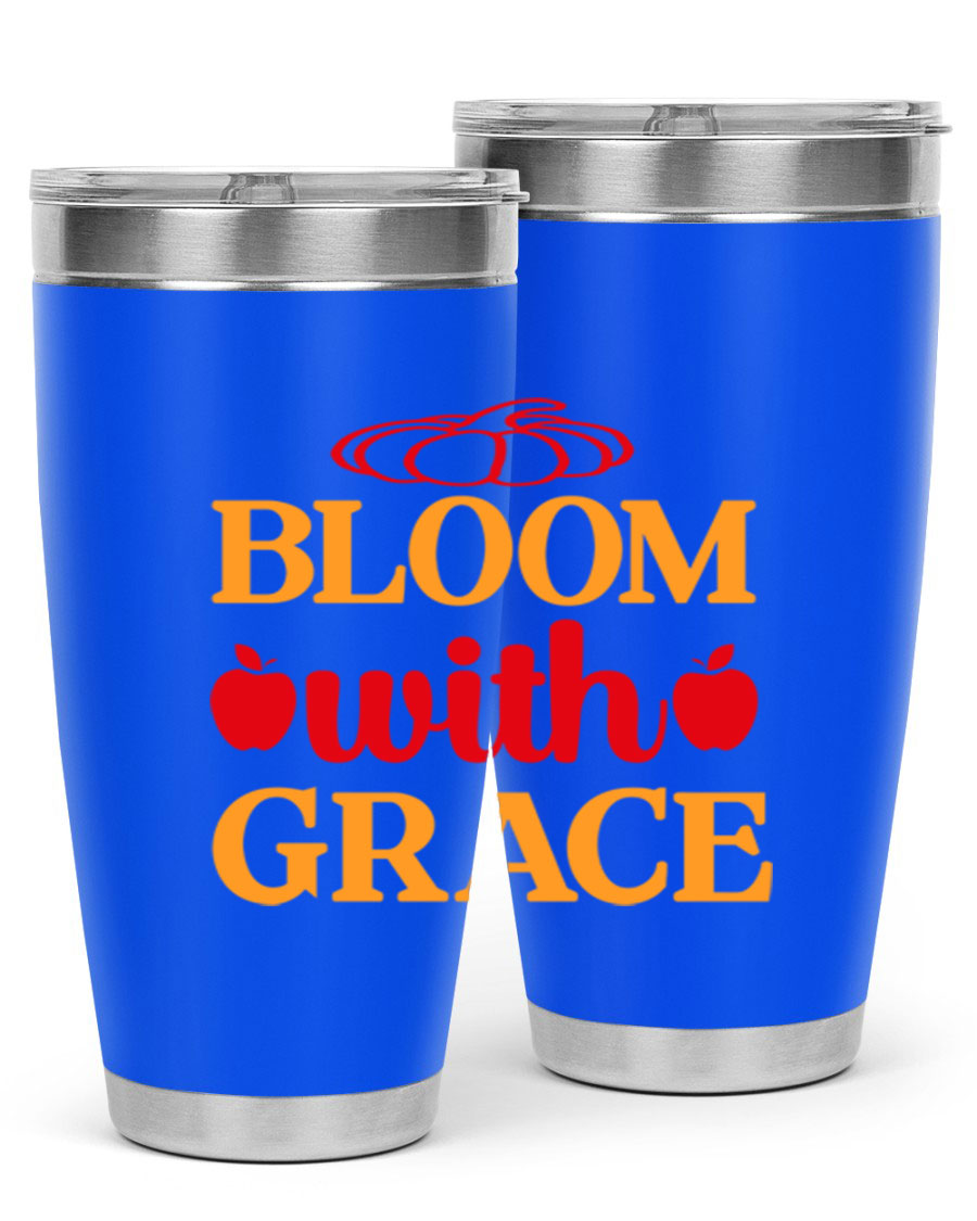 Bloom with Grace 82# Spring Tumbler, a stylish 20oz double wall vacuum stainless steel tumbler with a drink-thru lid.