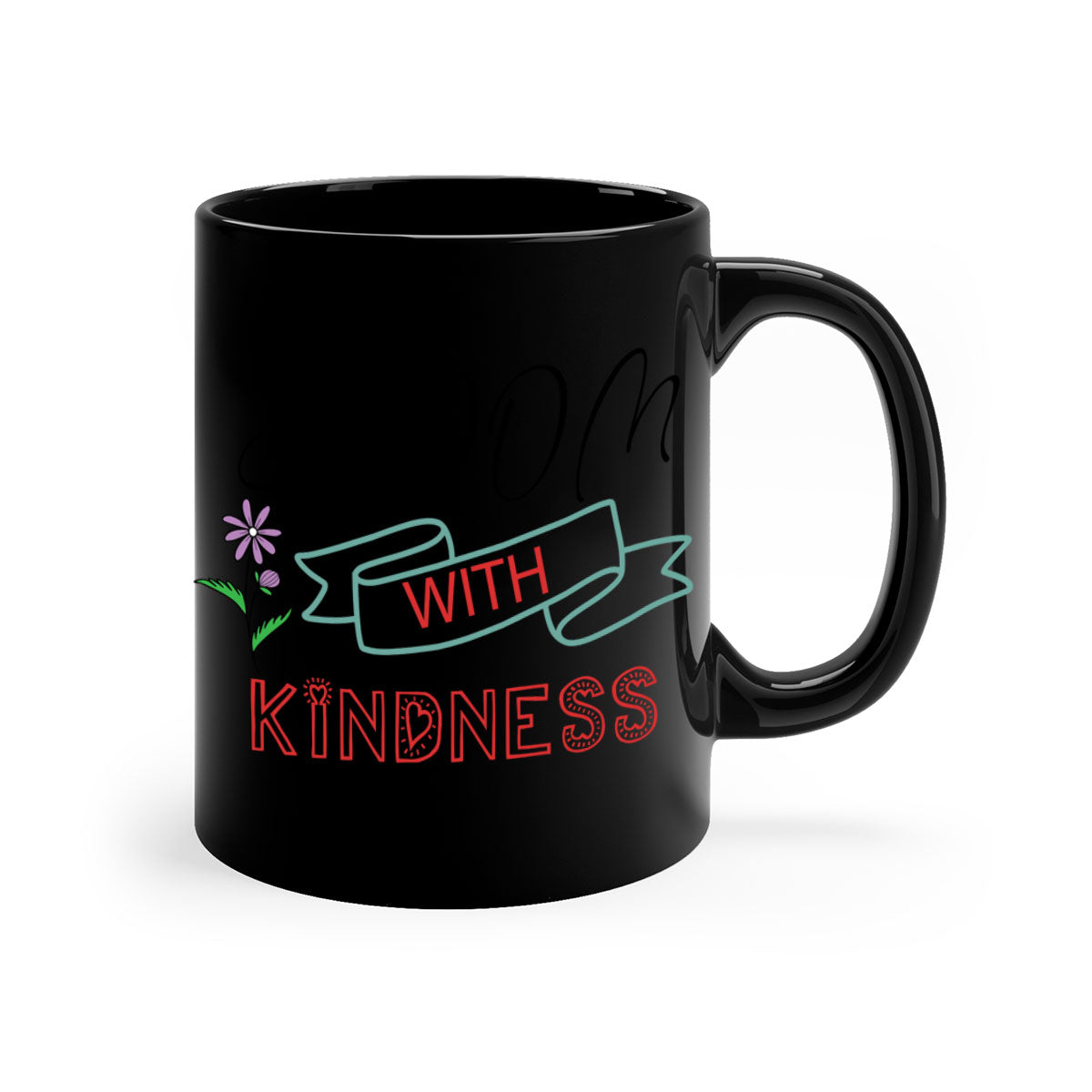 Bloom with Kindness 91# Mug featuring a two-tone design with a colored handle and glossy finish, available in multiple colors.