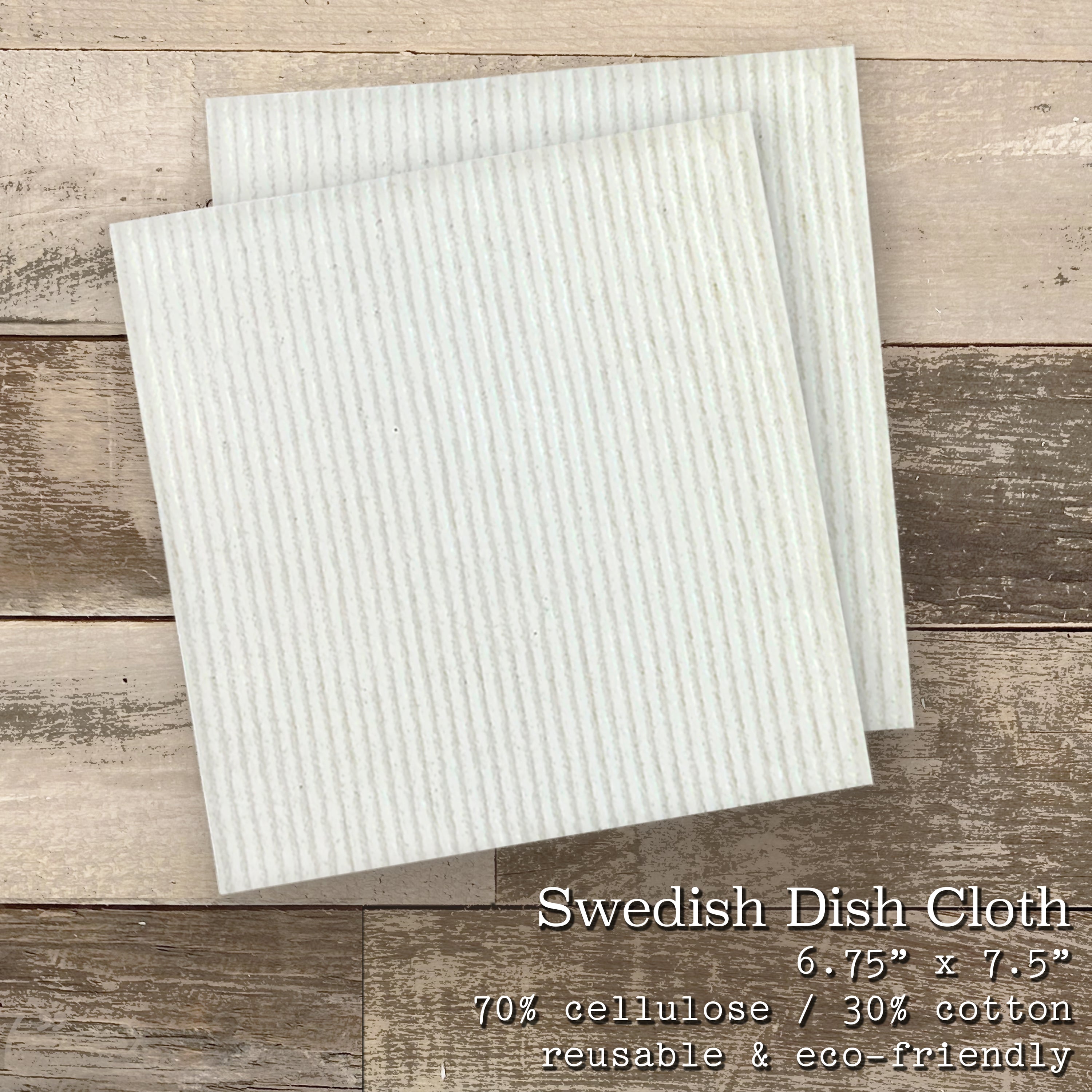 Two Swedish dish cloths featuring a blue coral shell design, made from eco-friendly materials.