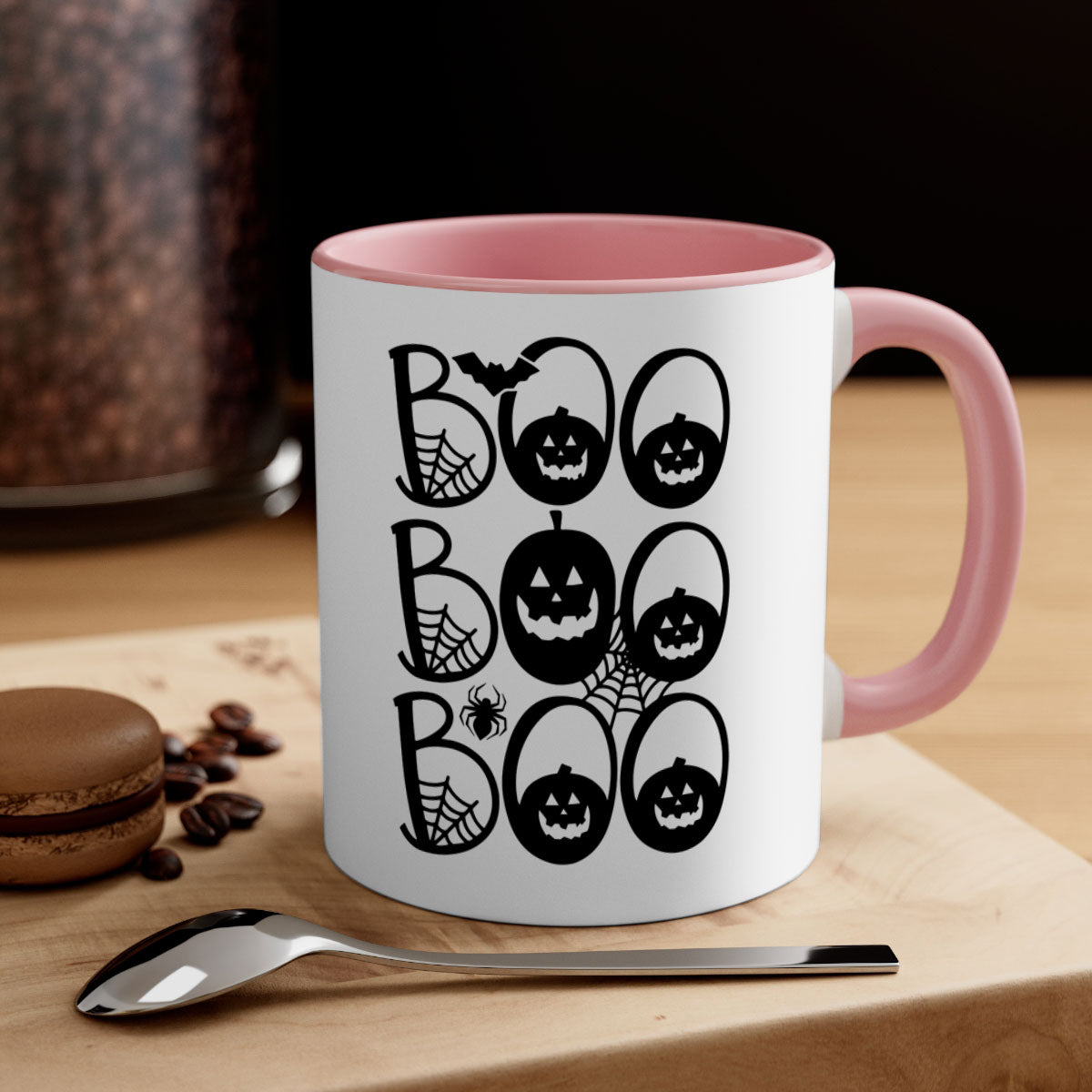 Boo boo boo 88# Halloween Mug with colorful handle and glossy finish, perfect for coffee and tea.