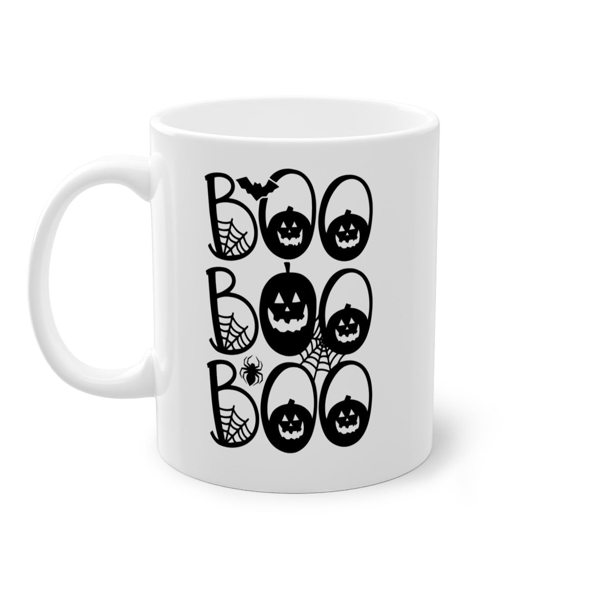 Boo boo boo 88# Halloween Mug with colorful handle and glossy finish, perfect for coffee and tea.