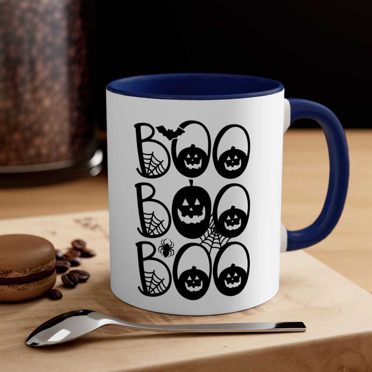 Boo boo boo 88# Halloween Mug with colorful handle and glossy finish, perfect for coffee and tea.