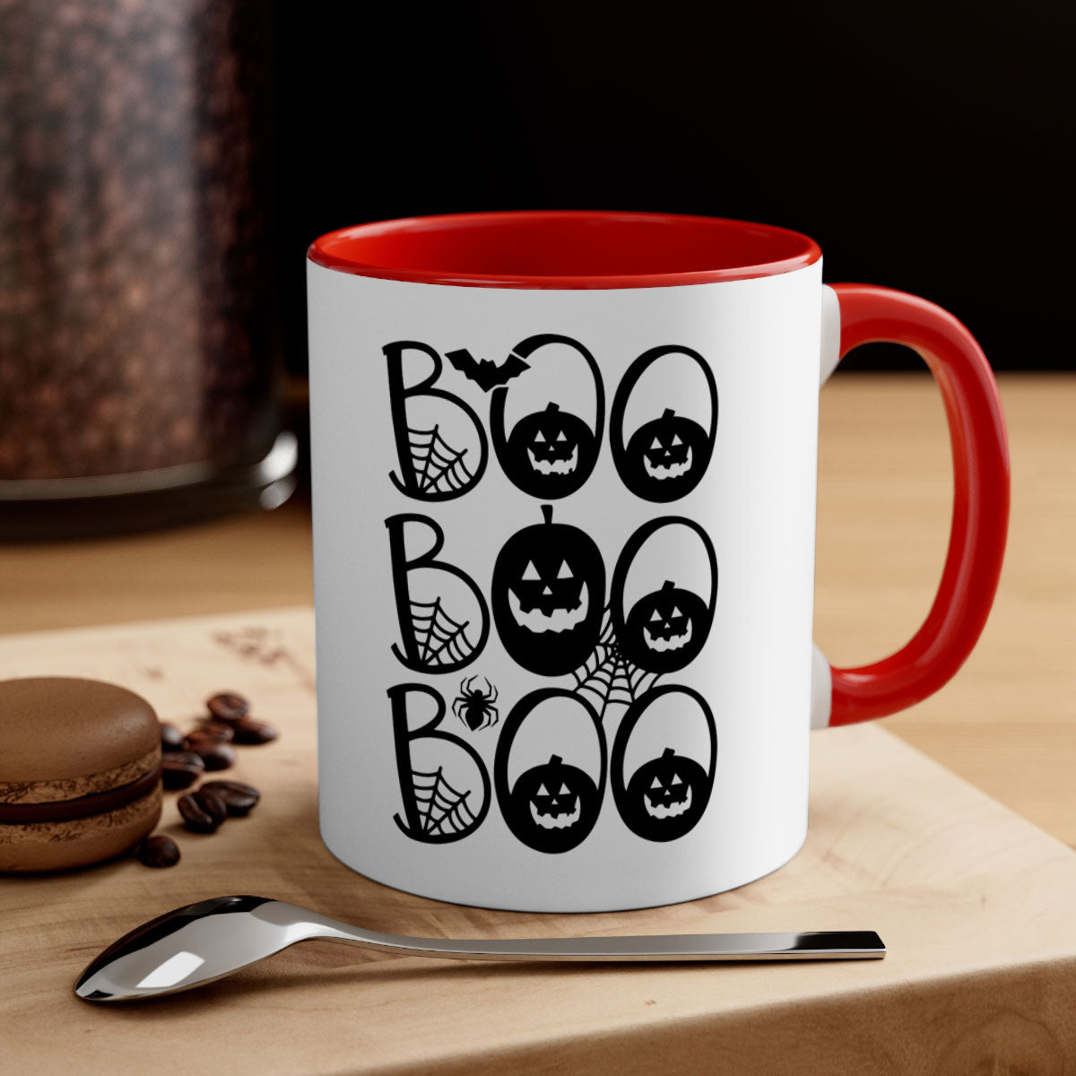 Boo boo boo 88# Halloween Mug with colorful handle and glossy finish, perfect for coffee and tea.