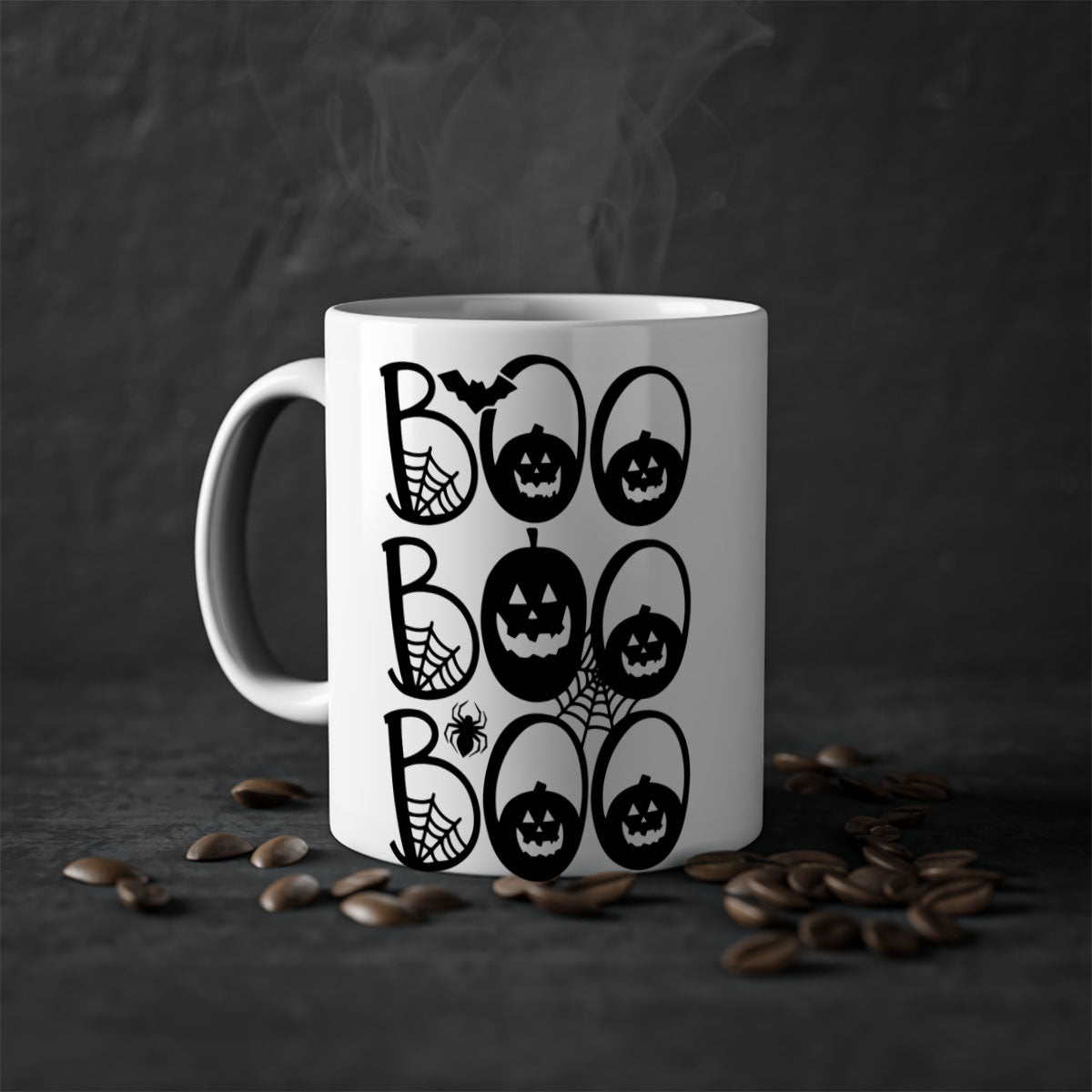 Boo boo boo 88# Halloween Mug with colorful handle and glossy finish, perfect for coffee and tea.