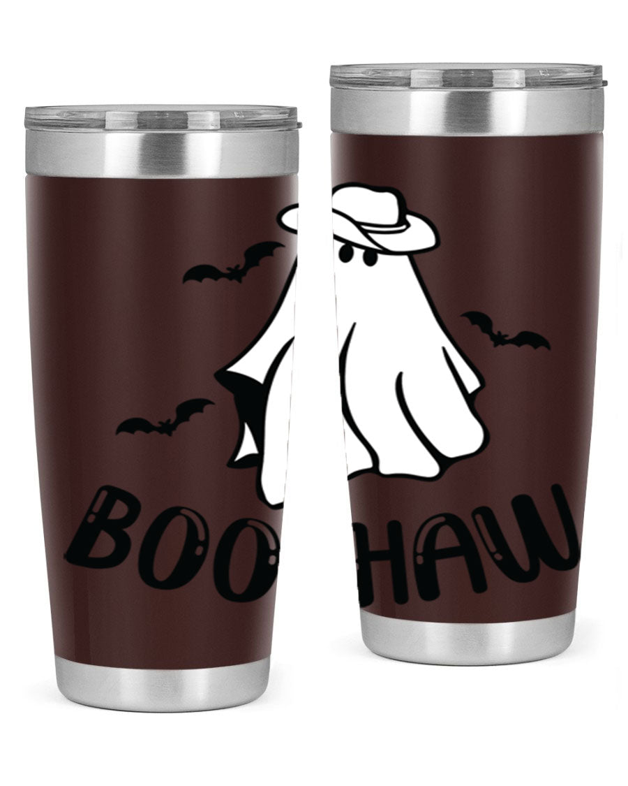 Boo Haw 53# Fall Tumbler, a stylish 20oz double wall vacuum stainless steel tumbler with a copper lining and drink-thru lid.