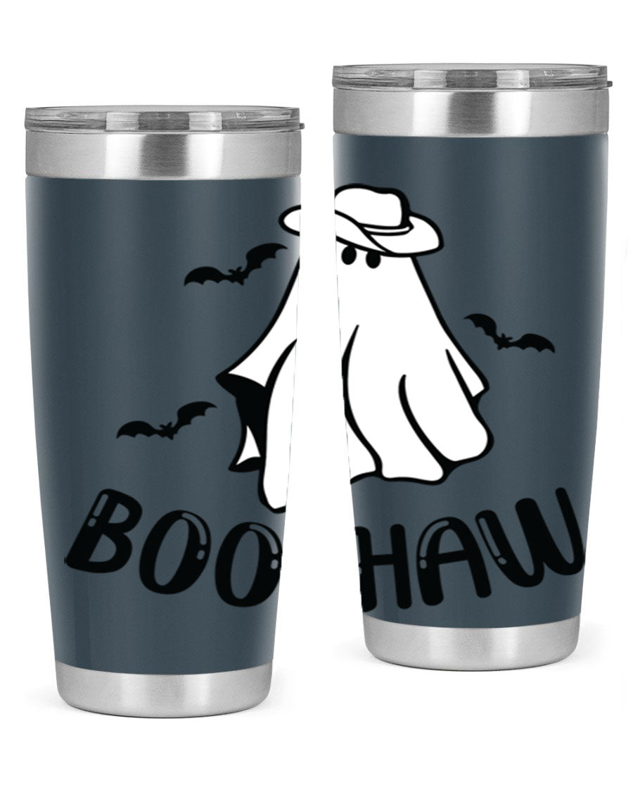 Boo Haw 53# Fall Tumbler, a stylish 20oz double wall vacuum stainless steel tumbler with a copper lining and drink-thru lid.