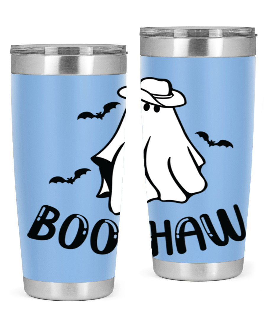 Boo Haw 53# Fall Tumbler, a stylish 20oz double wall vacuum stainless steel tumbler with a copper lining and drink-thru lid.