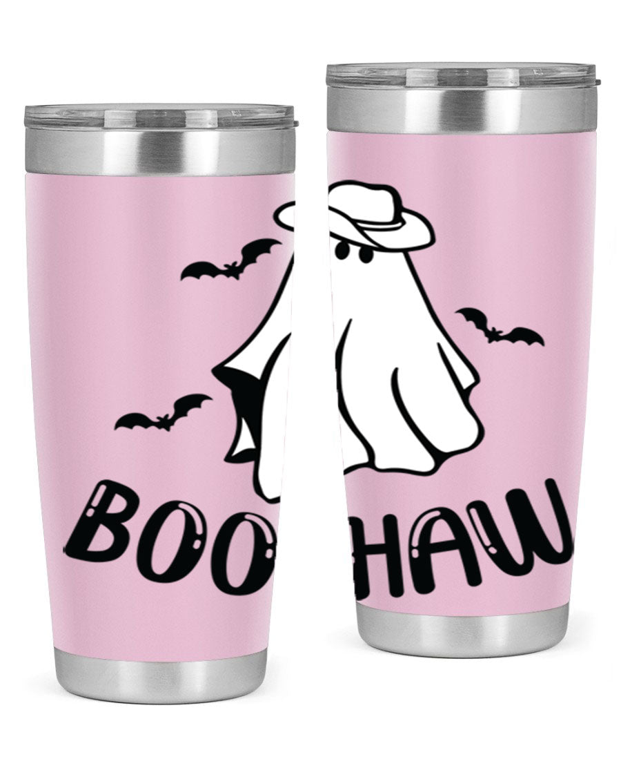 Boo Haw 53# Fall Tumbler, a stylish 20oz double wall vacuum stainless steel tumbler with a copper lining and drink-thru lid.