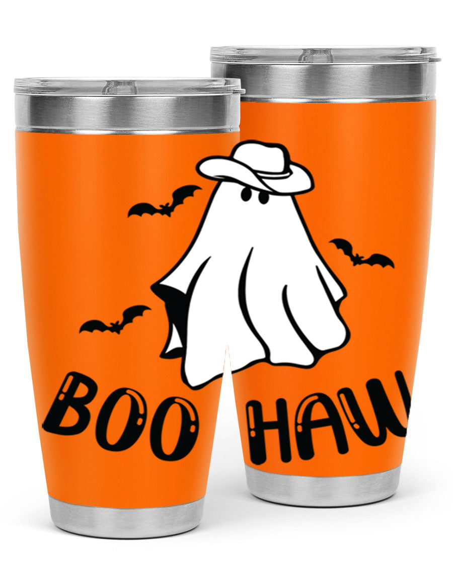 Boo Haw 53# Fall Tumbler, a stylish 20oz double wall vacuum stainless steel tumbler with a copper lining and drink-thru lid.