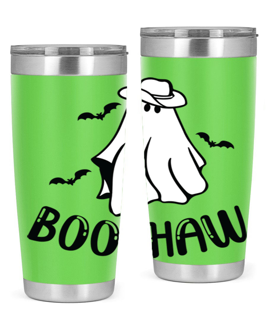 Boo Haw 53# Fall Tumbler, a stylish 20oz double wall vacuum stainless steel tumbler with a copper lining and drink-thru lid.