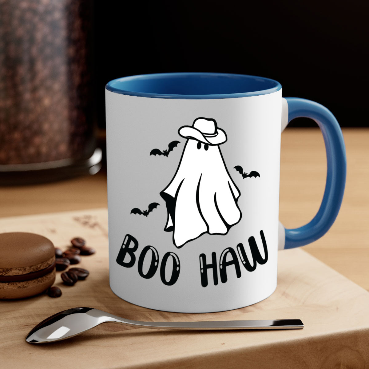 Boo Haw 53# Mug featuring a glossy finish with a colored handle and interior, available in multiple colors and sizes.