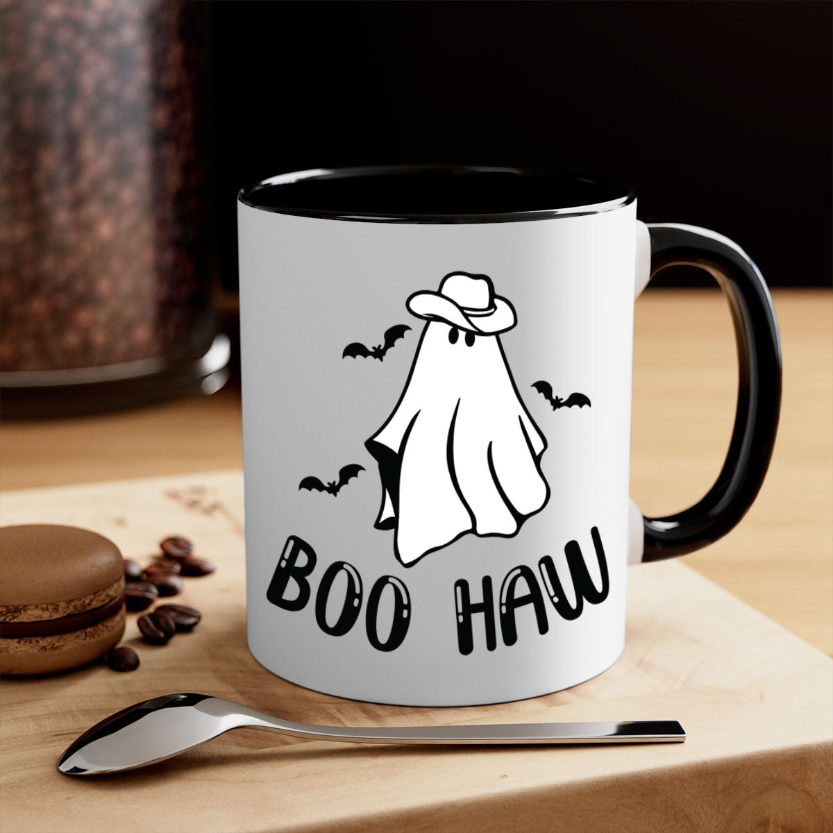 Boo Haw 53# Mug featuring a glossy finish with a colored handle and interior, available in multiple colors and sizes.