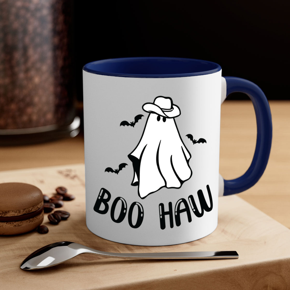 Boo Haw 53# Mug featuring a glossy finish with a colored handle and interior, available in multiple colors and sizes.