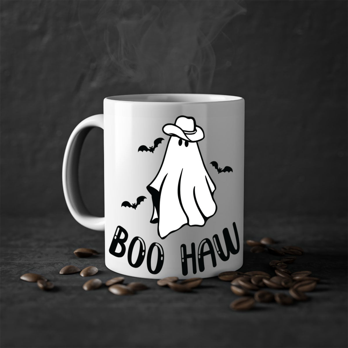 Boo Haw 53# Mug featuring a glossy finish with a colored handle and interior, available in multiple colors and sizes.