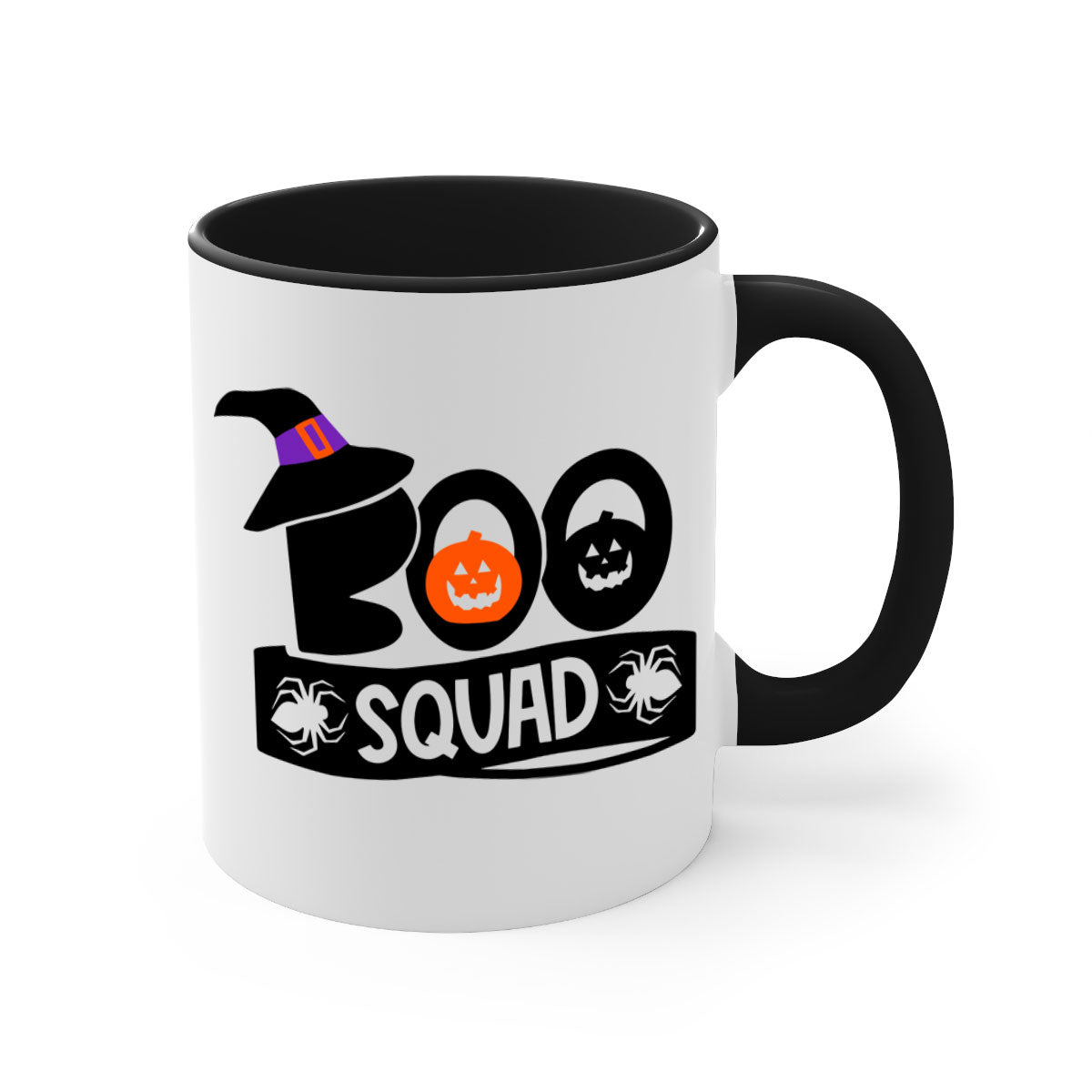 Boo Squad 87# Halloween Mug with colorful handle and interior, showcasing a glossy finish and two-tone design.