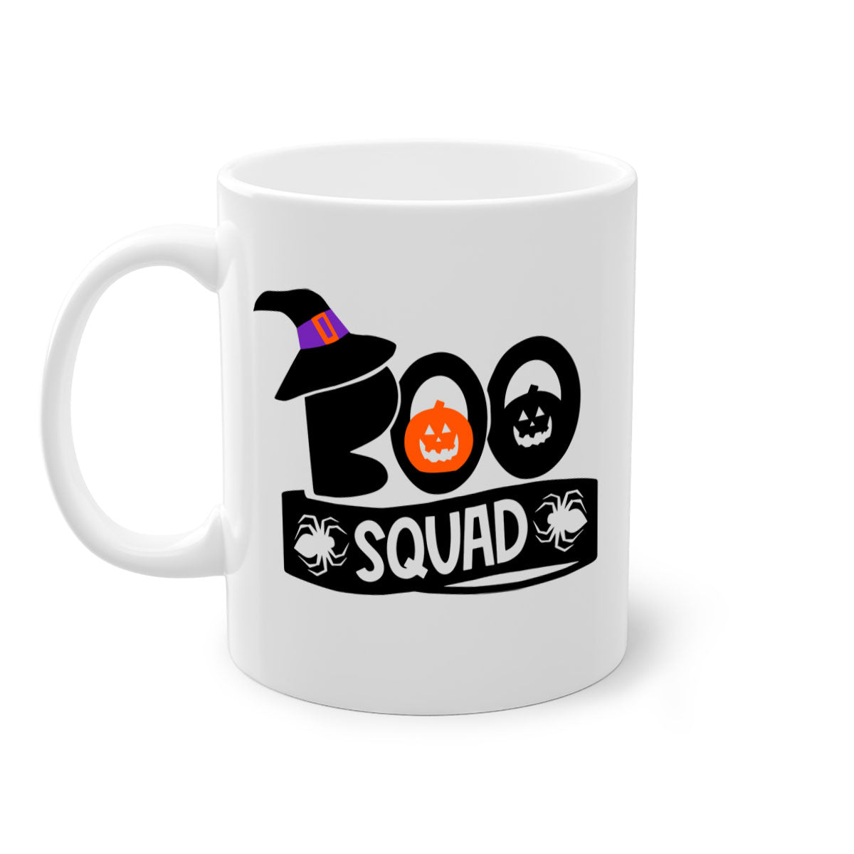 Boo Squad 87# Halloween Mug with colorful handle and interior, showcasing a glossy finish and two-tone design.