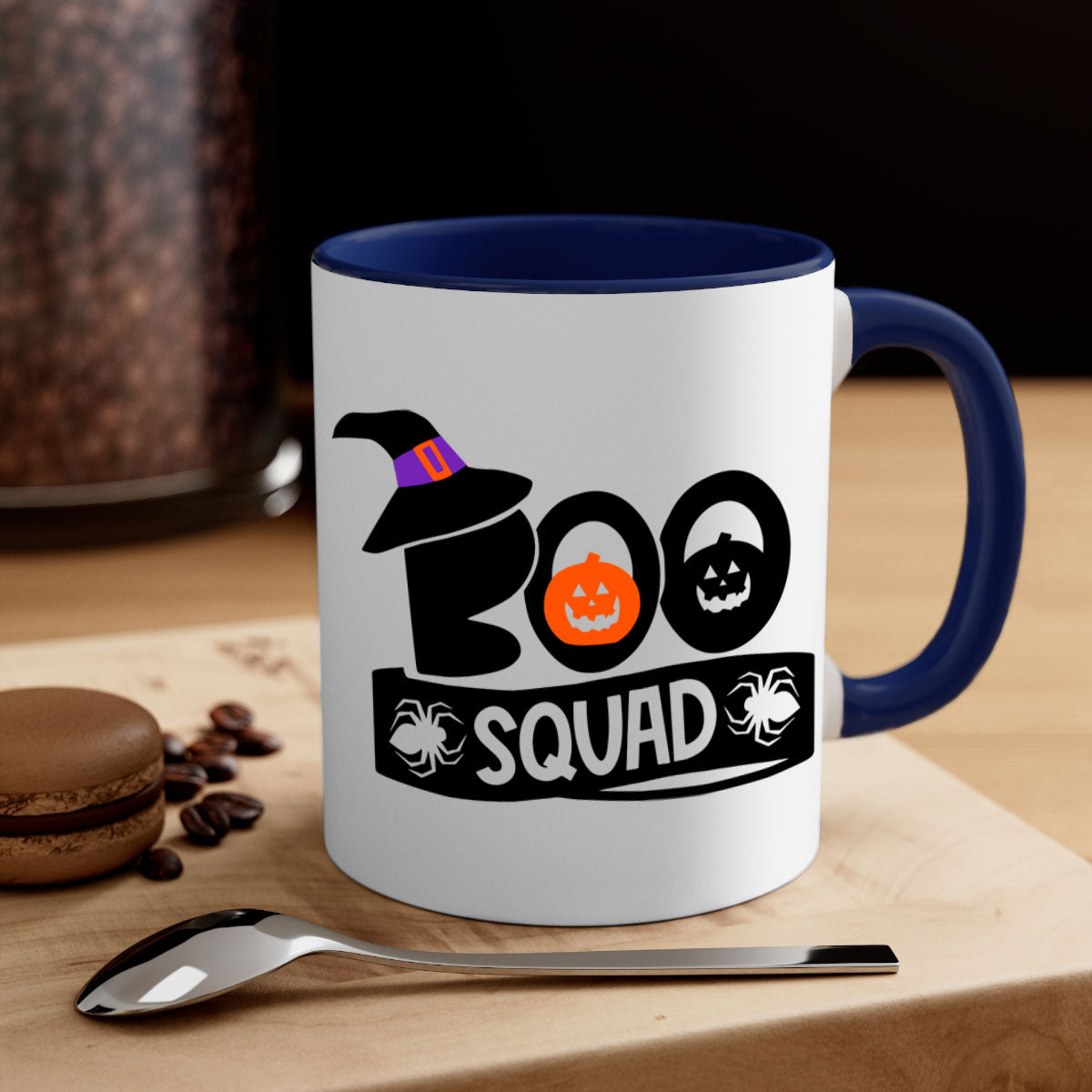 Boo Squad 87# Halloween Mug with colorful handle and interior, showcasing a glossy finish and two-tone design.