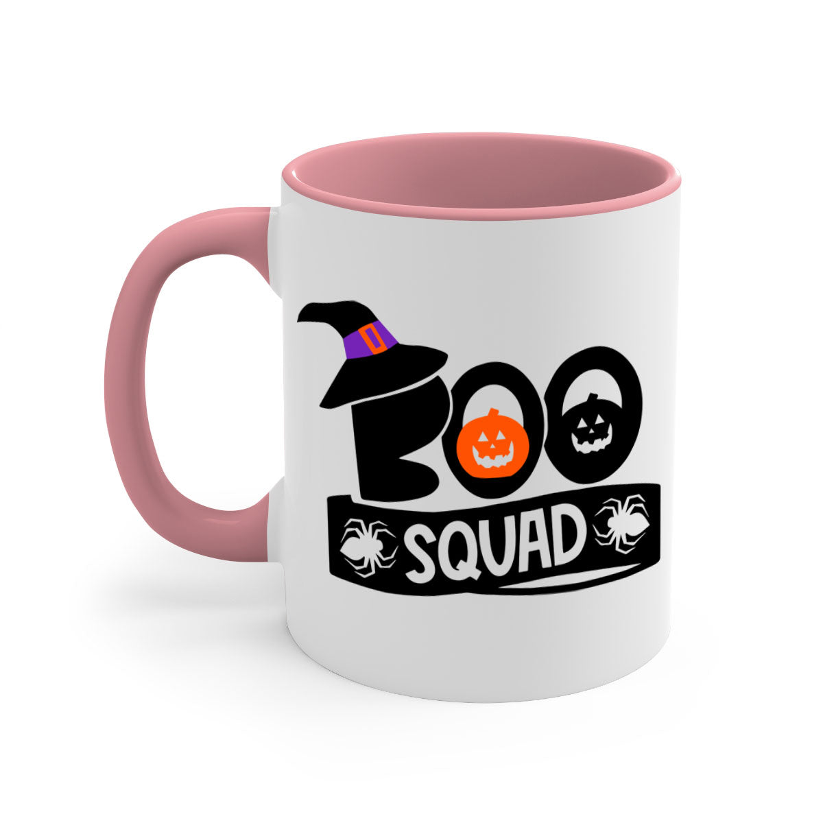 Boo Squad 87# Halloween Mug with colorful handle and interior, showcasing a glossy finish and two-tone design.