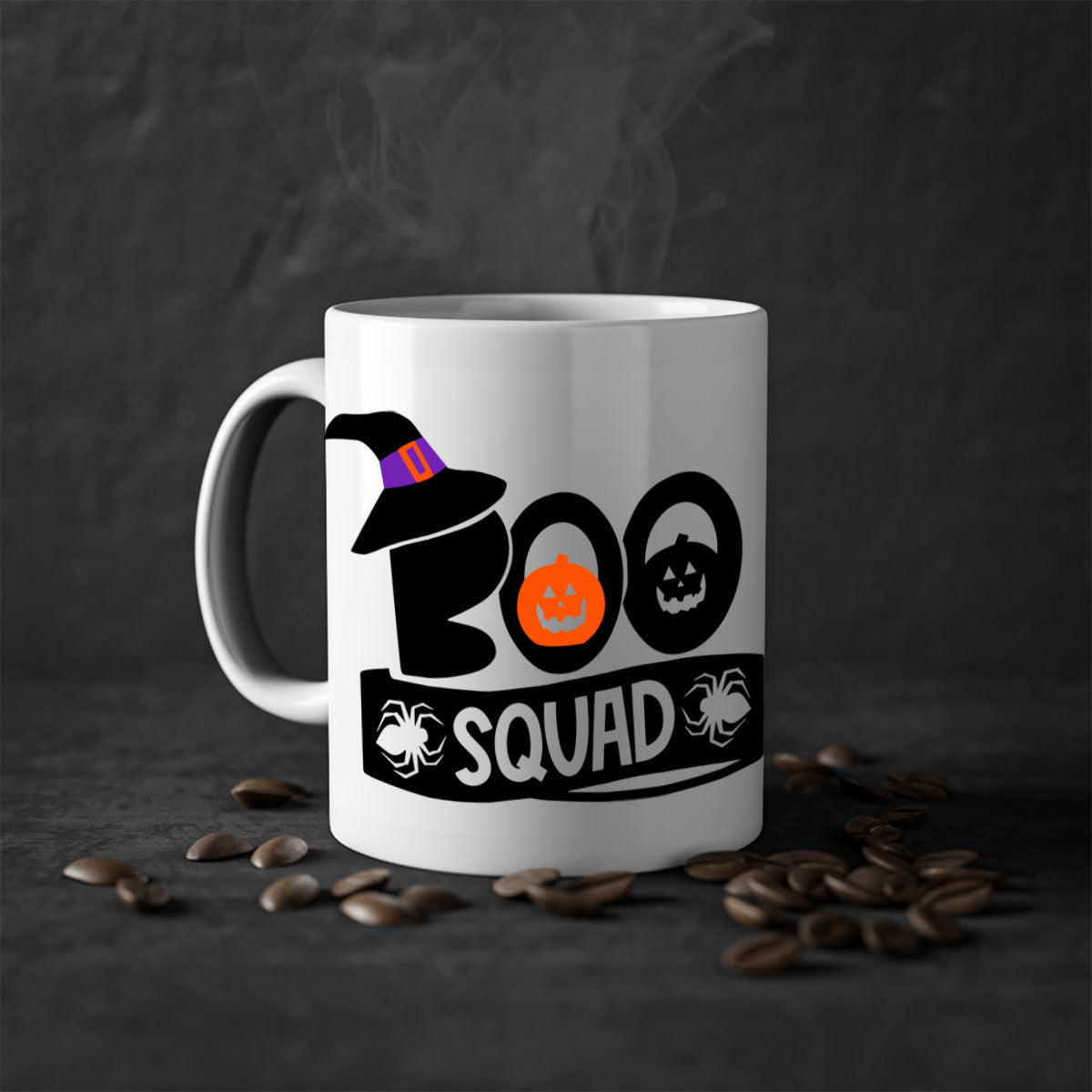 Boo Squad 87# Halloween Mug with colorful handle and interior, showcasing a glossy finish and two-tone design.