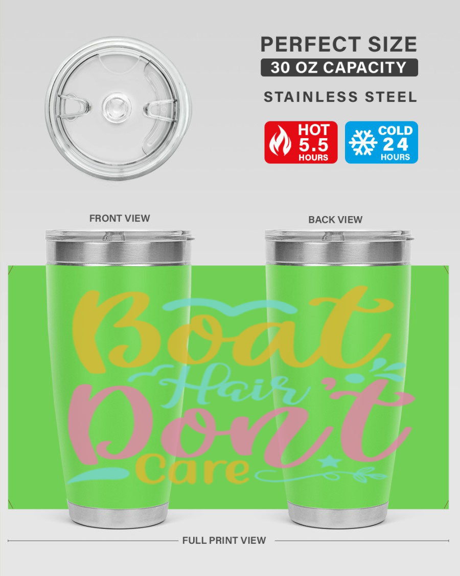 BOAT HAIR DONT CARE Style 68# tumbler in stainless steel with a vibrant design, perfect for summer drinks.