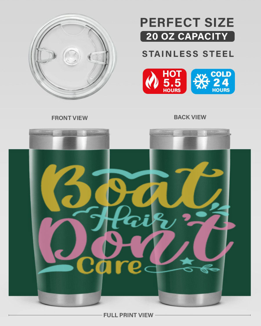 BOAT HAIR DONT CARE Style 68# tumbler in stainless steel with a vibrant design, perfect for summer drinks.