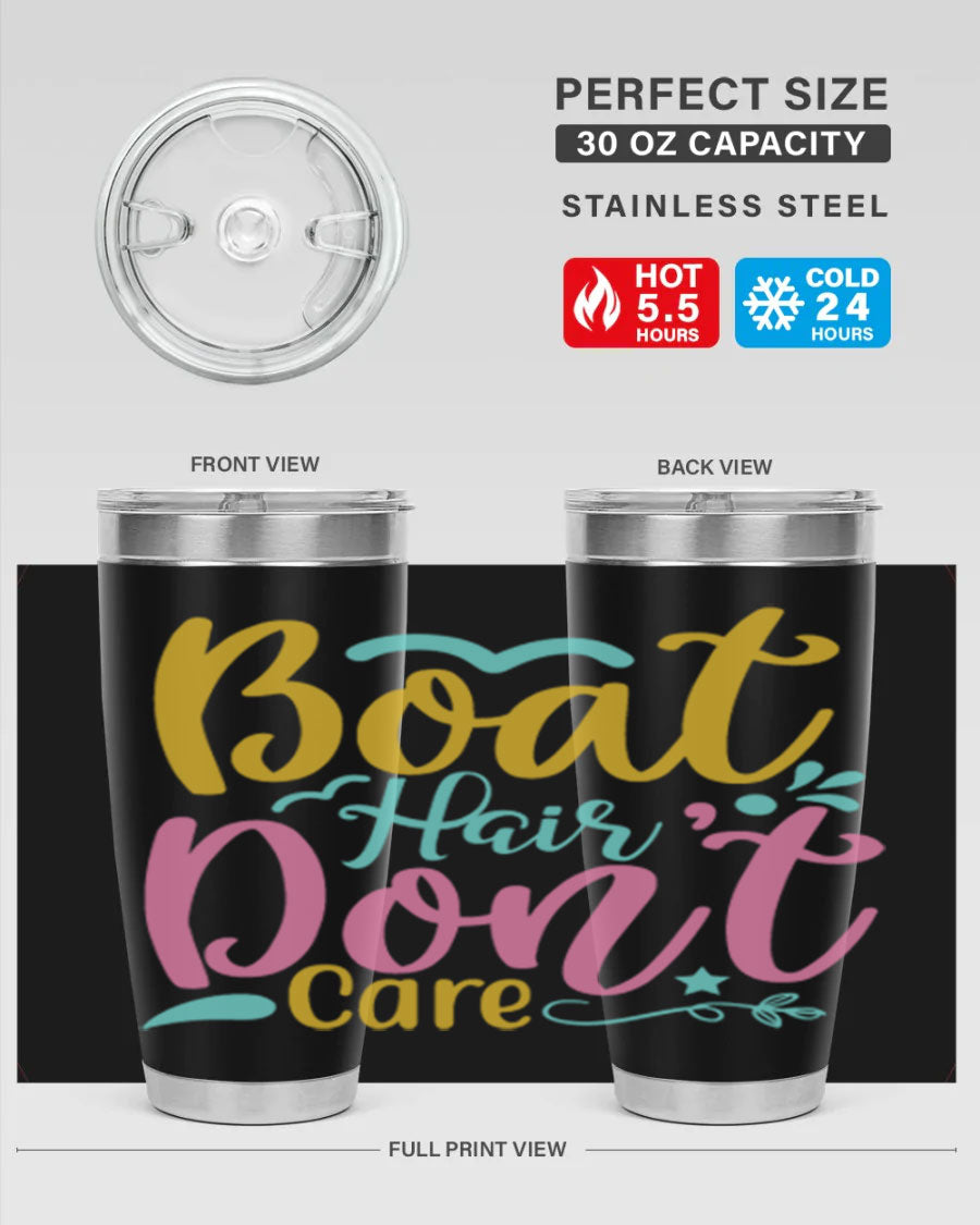 BOAT HAIR DONT CARE Style 68# tumbler in stainless steel with a vibrant design, perfect for summer drinks.