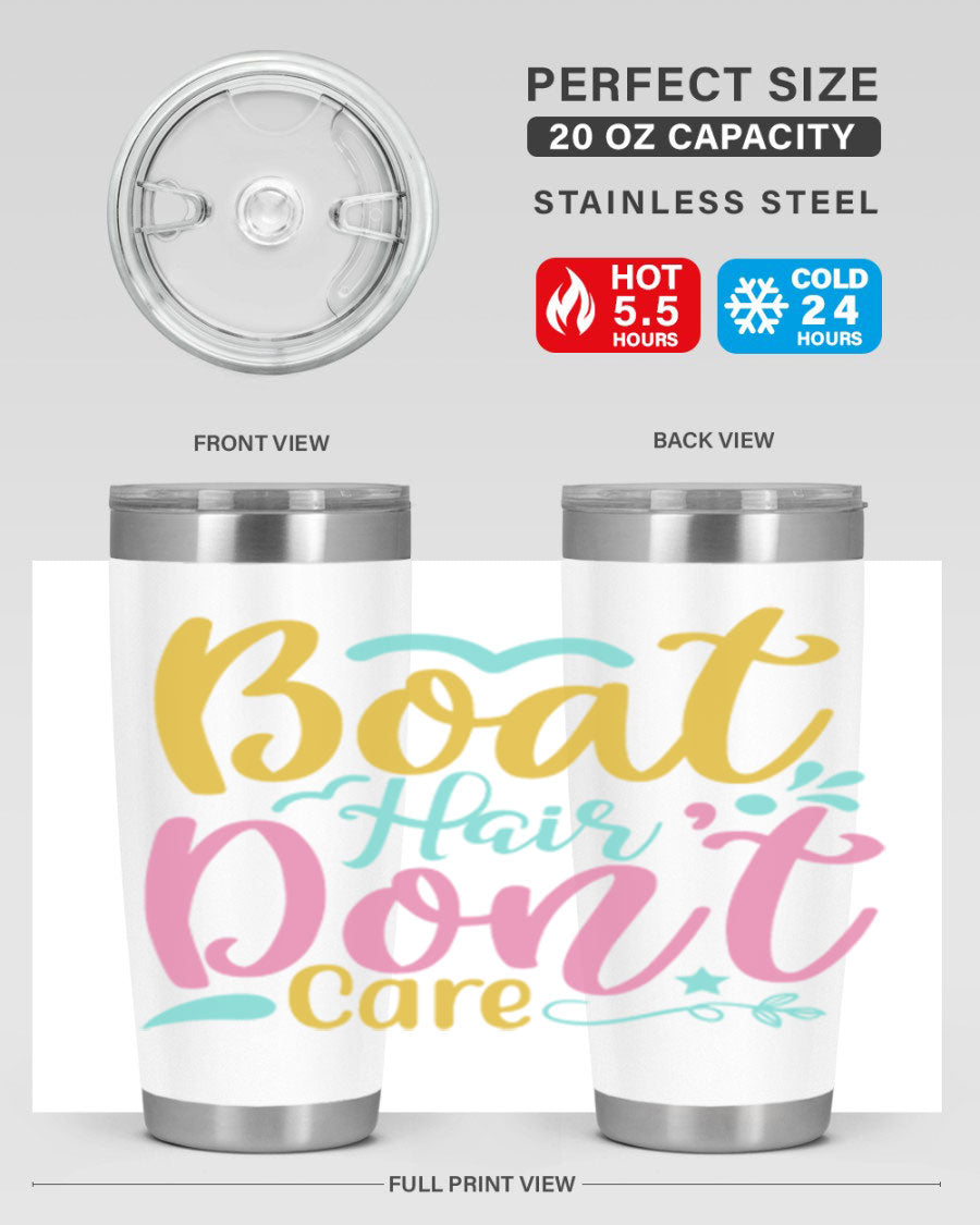 BOAT HAIR DONT CARE Style 68# tumbler in stainless steel with a vibrant design, perfect for summer drinks.