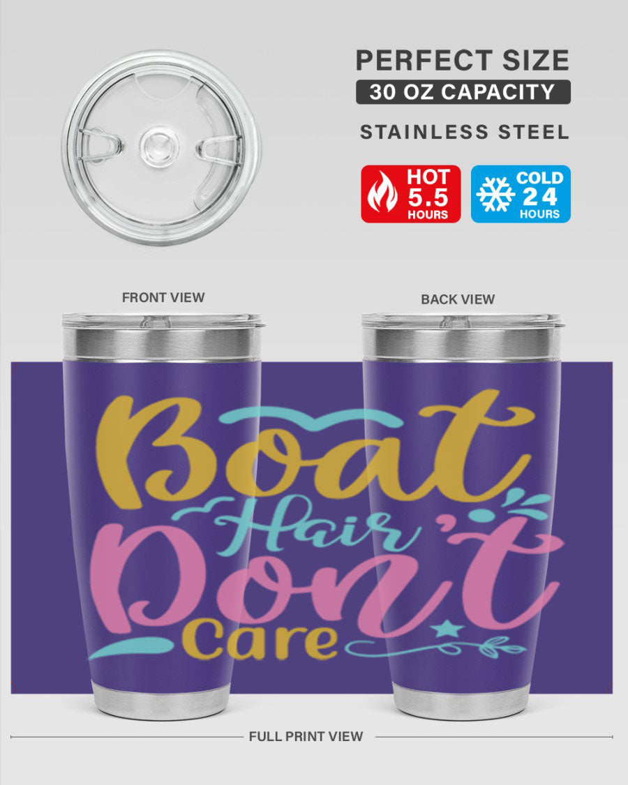 BOAT HAIR DONT CARE Style 68# tumbler in stainless steel with a vibrant design, perfect for summer drinks.