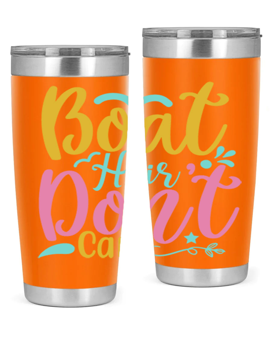 BOAT HAIR DONT CARE Style 68# tumbler in stainless steel with a vibrant design, perfect for summer drinks.