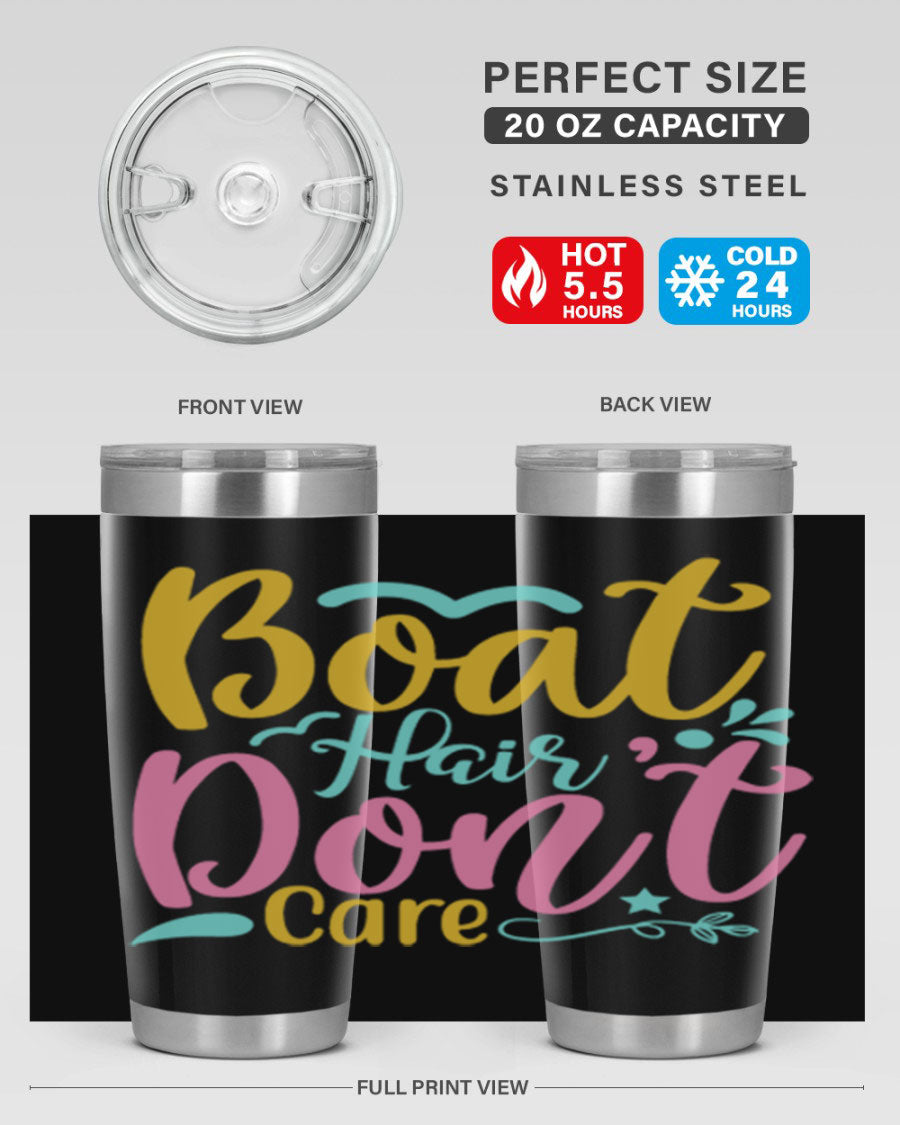 BOAT HAIR DONT CARE Style 68# tumbler in stainless steel with a vibrant design, perfect for summer drinks.