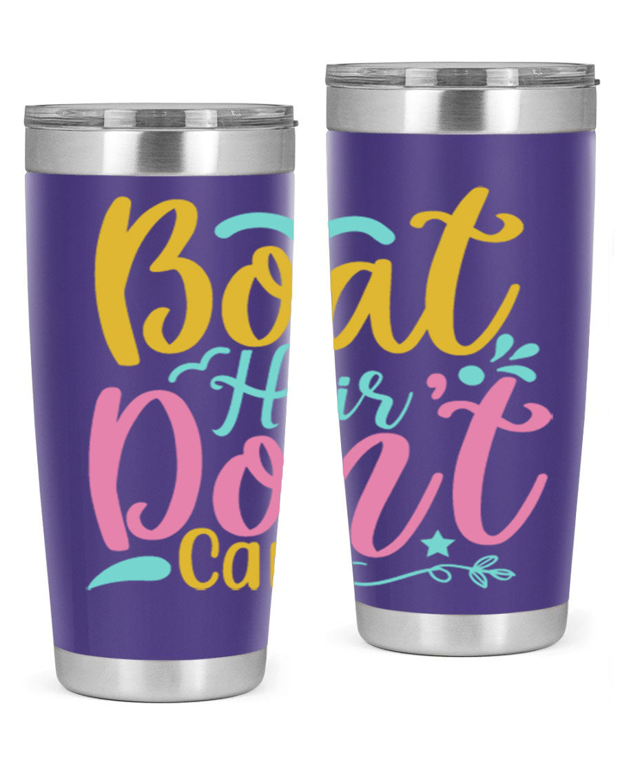 BOAT HAIR DONT CARE Style 68# tumbler in stainless steel with a vibrant design, perfect for summer drinks.