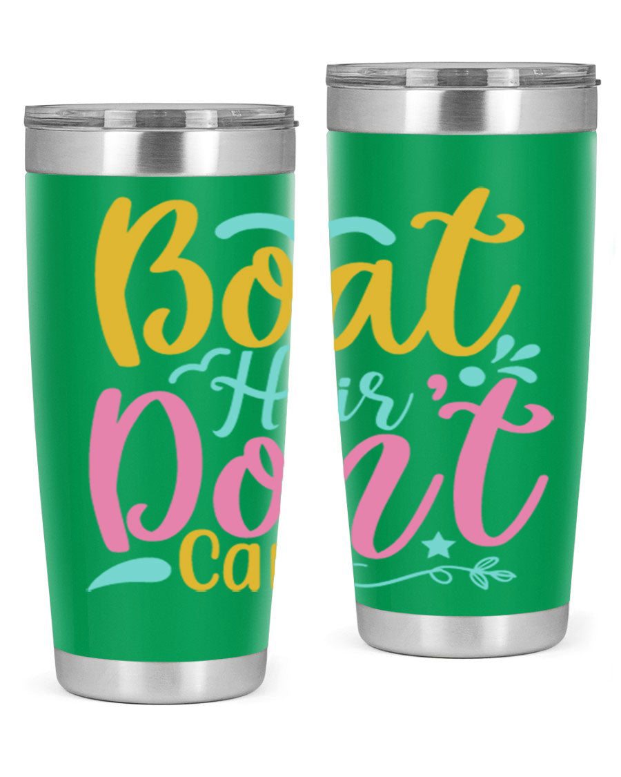 BOAT HAIR DONT CARE Style 68# tumbler in stainless steel with a vibrant design, perfect for summer drinks.