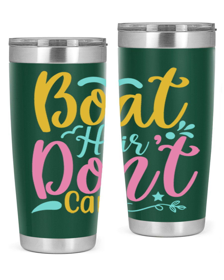 BOAT HAIR DONT CARE Style 68# tumbler in stainless steel with a vibrant design, perfect for summer drinks.