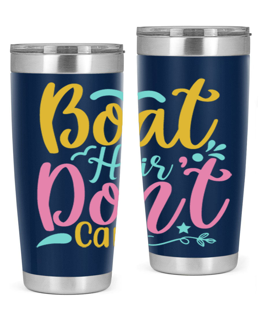 BOAT HAIR DONT CARE Style 68# tumbler in stainless steel with a vibrant design, perfect for summer drinks.