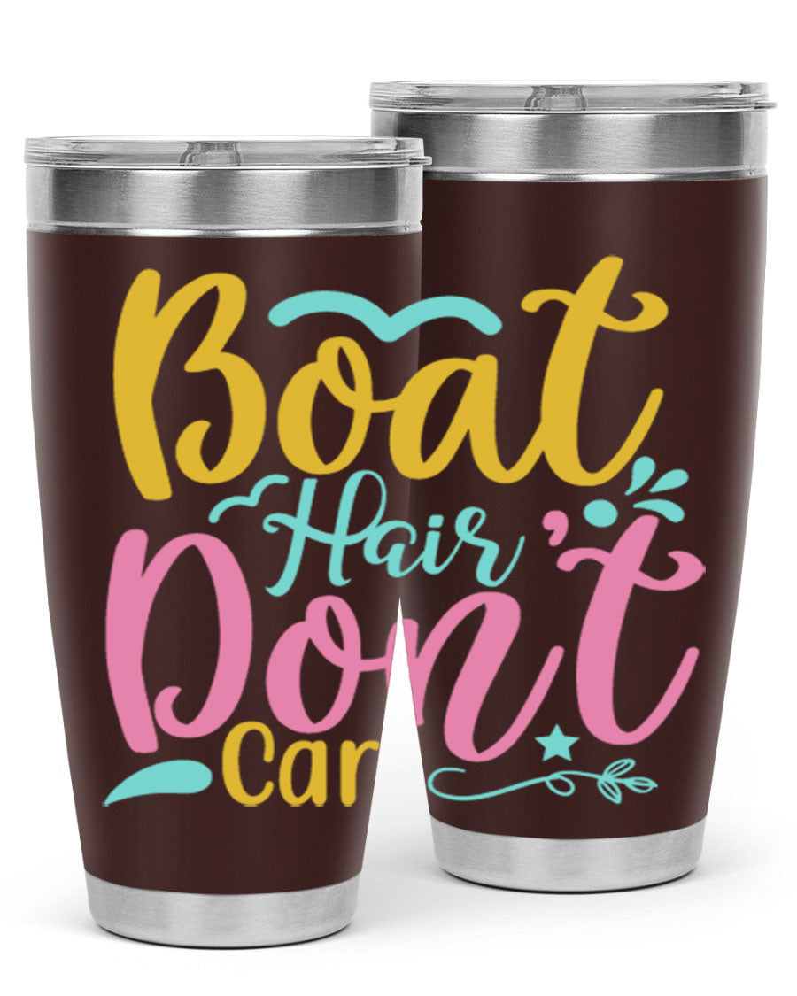 BOAT HAIR DONT CARE Style 68# tumbler in stainless steel with a vibrant design, perfect for summer drinks.