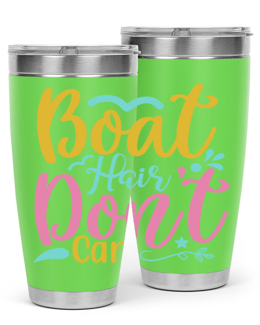 BOAT HAIR DONT CARE Style 68# tumbler in stainless steel with a vibrant design, perfect for summer drinks.