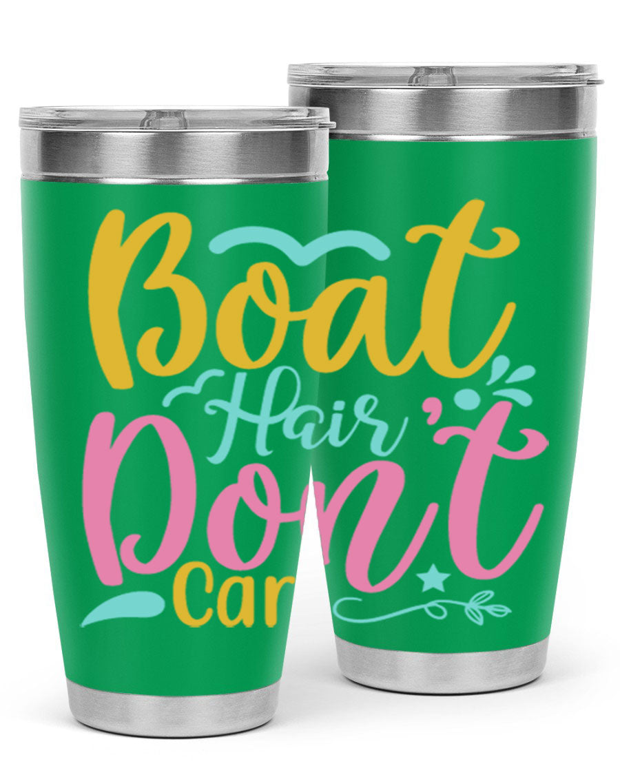 BOAT HAIR DONT CARE Style 68# tumbler in stainless steel with a vibrant design, perfect for summer drinks.