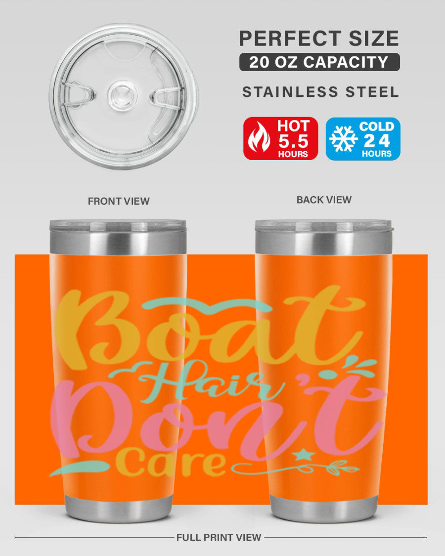 BOAT HAIR DONT CARE Style 68# tumbler in stainless steel with a vibrant design, perfect for summer drinks.