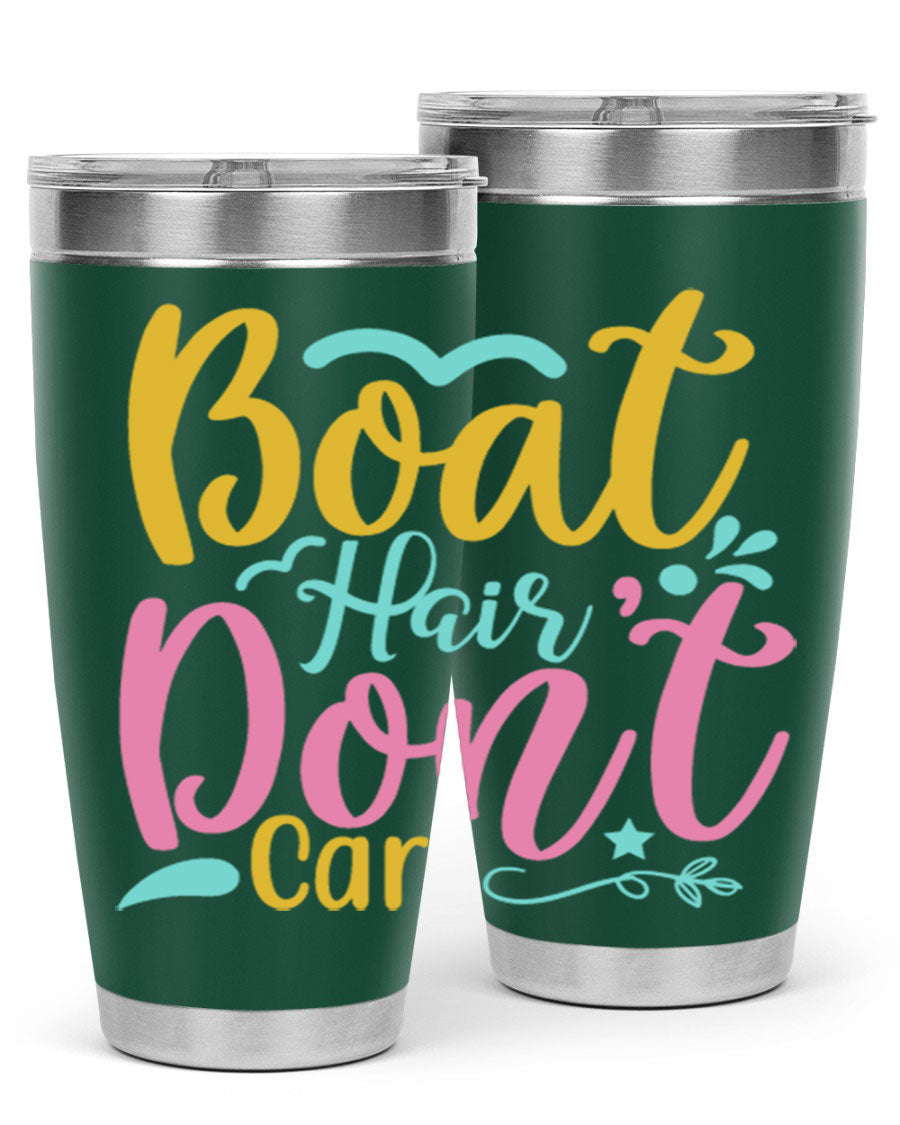 BOAT HAIR DONT CARE Style 68# tumbler in stainless steel with a vibrant design, perfect for summer drinks.